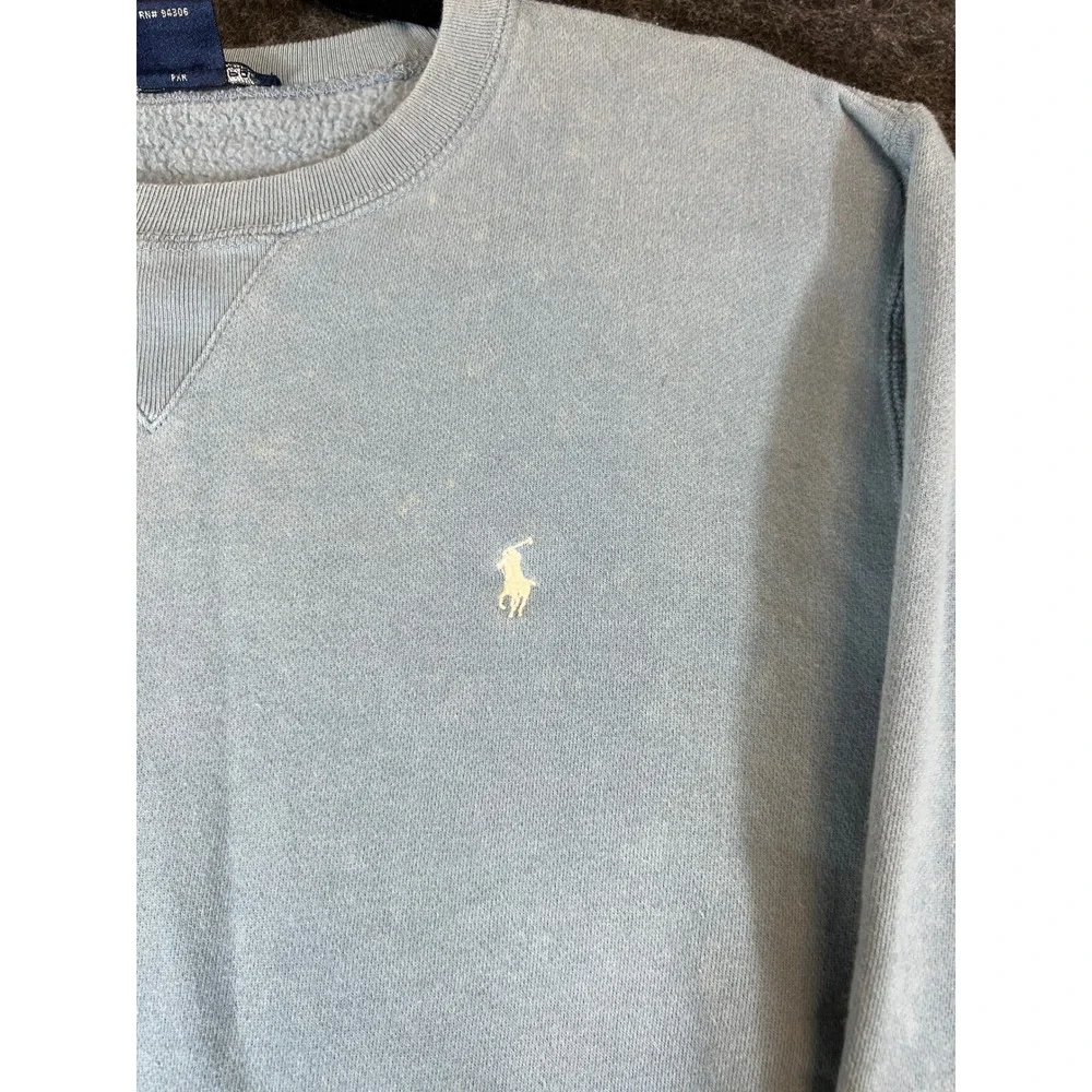 VTG 90s Polo Ralph Lauren Sport Crewneck Sweatshirt Womens Baby Blue Medium 80s